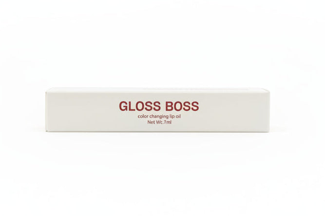 Gloss Boss color-changing lip oil packaging on a white background