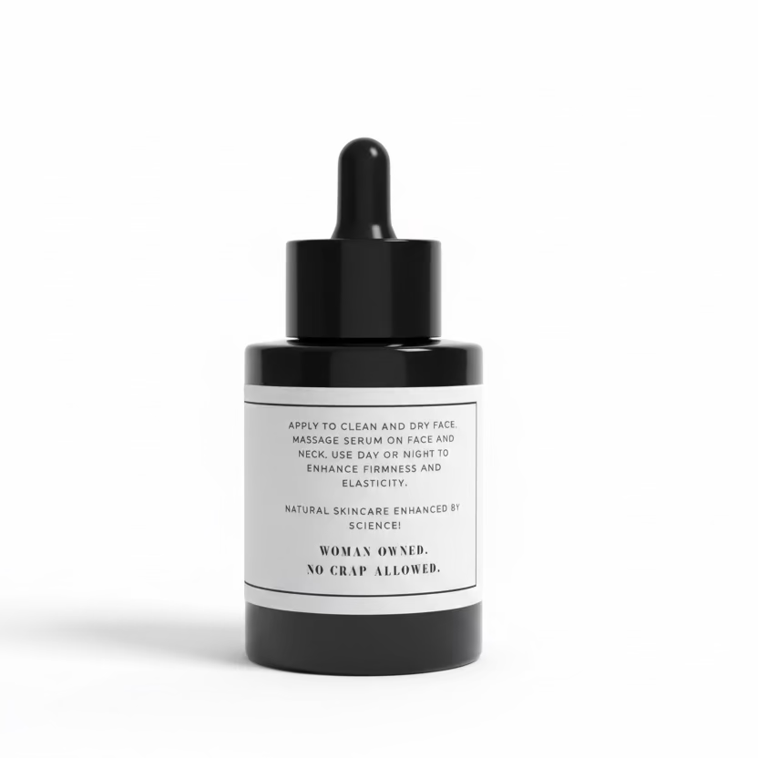 Skincare serum bottle with dropper on a white background
